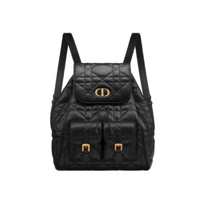Dior Caro Medium Backpack in Black Lambskin