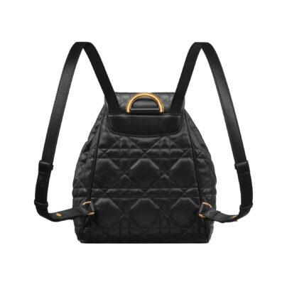 Dior Caro Medium Backpack in Black Lambskin back