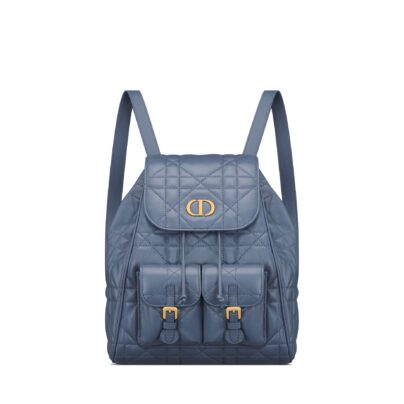 Dior Caro Medium Backpack in Powder Blue Lambskin Leather