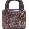 Dior Lady Dior Micro Bag Purple Strass Embroidered Satin GHW