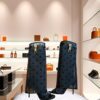 Givenchy Shark Lock Stiletto Black 4G Mesh Knee high Open toe boots