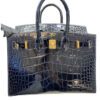 Hermes Birkin 25 Bleu Marine Shiny Alligator Gold Hardware