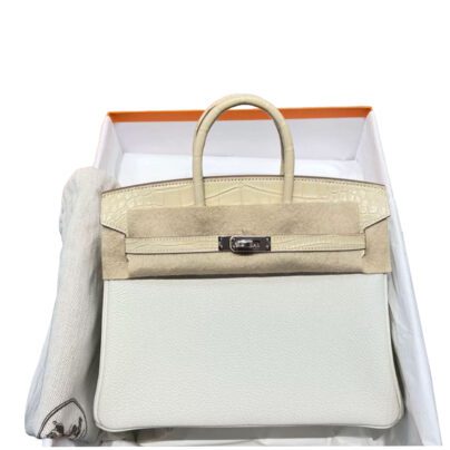 Hermes Birkin 25 Touch Mushroom Vanilla Alligator Leather PHW
