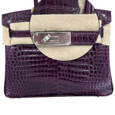Hermes Birkin 30 Shiny Porosus Amethyst Crocodile Palladium Hardware