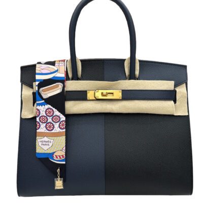 Hermes Casaque Birkin 30 Indigo Blue Black Epsom Gold Hardware