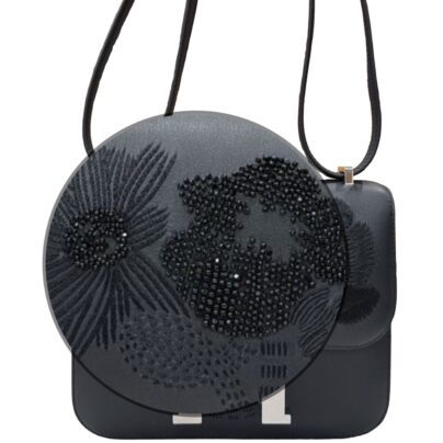 Hermes Constance 18 Black Embroidered Dancing Flowers Swift Leather Palladium Hardware