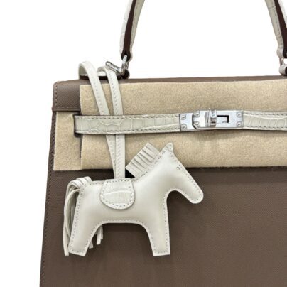 Hermes Kelly 25 Étoupe Touch Beton Crocodile and epsom PHW