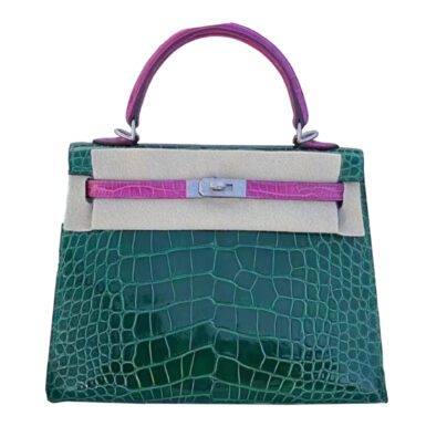 Hermes Kelly 25 HSS Shiny Crocodile Emerald Scheherazade Palladium Hardware