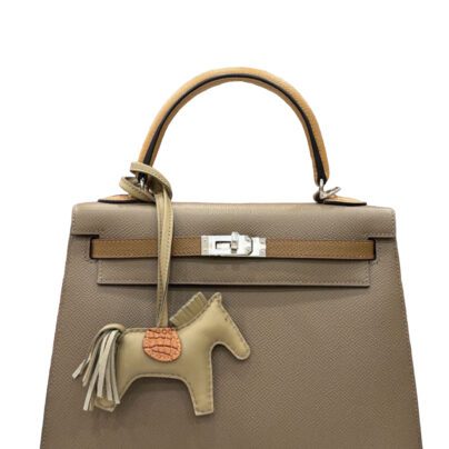 Hermes Kelly 25 Tri color Etoupe Alezan Biscuit Epsom Palladium hardware