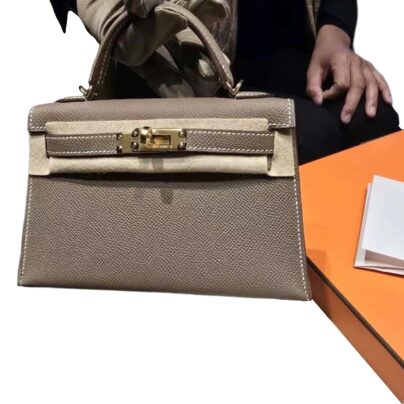 Hermes Kelly Mini 20 Etoupe Epsom Gold Hardware