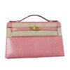 Hermes Kelly Pochette Lizard Bubblegum Pink Gold Hardware