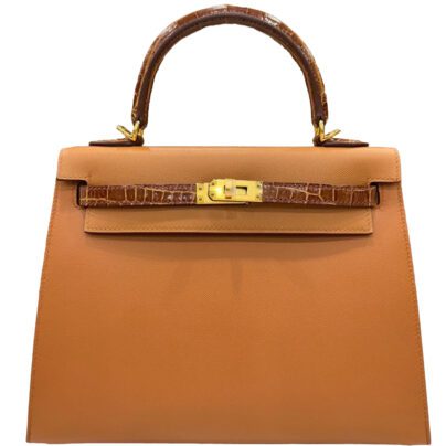 Hermes Kelly Sellier 25 Touch Crocodile Madame Chai Miel Gold Hardware