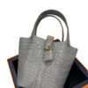 Hermes Micro Picotin 14 Gris Ciment Matte Croc Alligator Gold Hardware