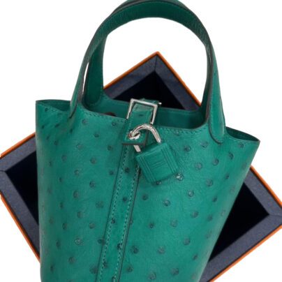 Hermes Micro Picotin 14 Lock Bag in Vert Vertigo Ostrich PHW