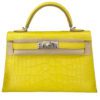 Hermes Mini Kelly 20 Lime Matte Crocodile Leather Palladium hardware