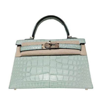 Hermes Mini Kelly 20 Vert D'Eau Matte Alligator Palladium hardware
