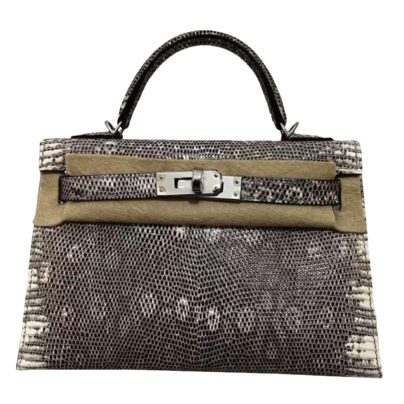 Hermes Mini Kelly II 20 Ombre Lizard Palladium Hardware