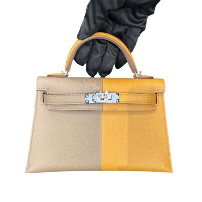Hermes Mini Kelly II Casaque Etoupe Sesame Epsom PHW