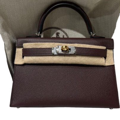 Hermes Mini Kelly II Rouge Sellier Epsom Leather Electrum hardware