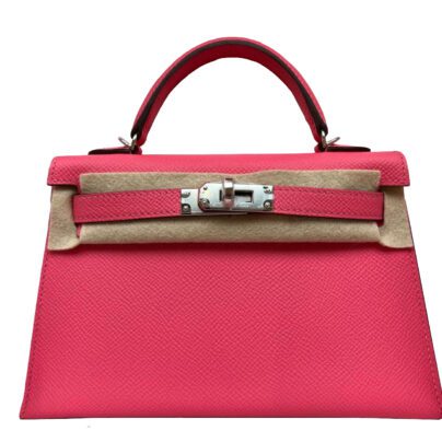 Hermes Mini Kelly II Sellier Rose Azalee Epsom Leather Palladium hardware