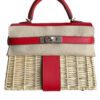 Hermes Picnic Kelly 20 Mini Rouge De Coeur Osier Wicker Swift Palladium hardware
