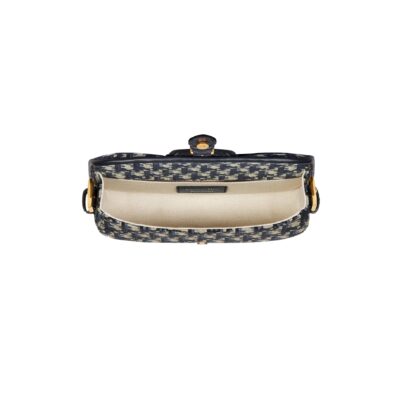 Interior of Christian Dior Bobby East West Blue Oblique Jacquard Bag