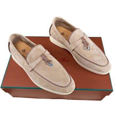 Loro Piana Summer Walk Beige Suede loafers