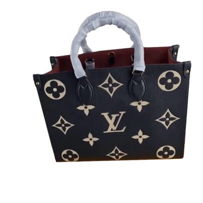 Louis Vuitton Onthego MM Black Monogram Empreinte Leather Tote Bag
