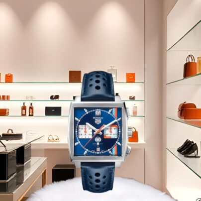 TAG Heuer 39mm Monaco Special Gulf Edition Watch Blue Dial CBL2115FC6494