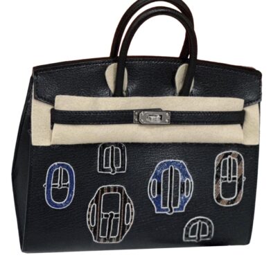 Hermes Birkin 20 Bouclerie Casaque Paris 2025 Limited Edition Black Palladium Hardware