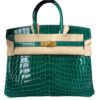 Hermes Birkin 25 Emerald Green Shiny Niloticus Crocodile Gold Hardware