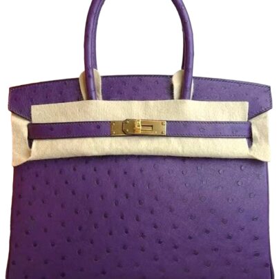 Hermes Birkin 30 Violet Ostrich Leather Gold Hardware