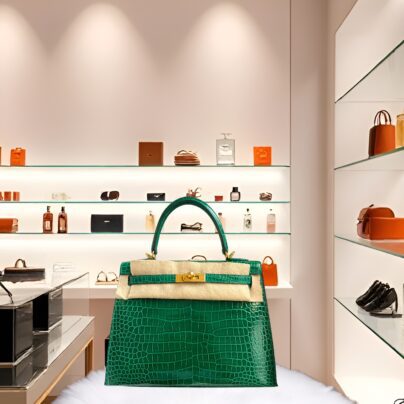 Hermes Kelly 25 Emerald Green Shiny Porosus Crocodile Gold Hardware
