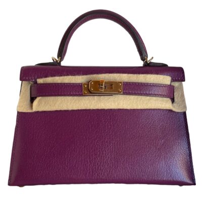 Hermes Mini Kelly 20 Anemone Chevre Chamkila Leather Gold Hardware