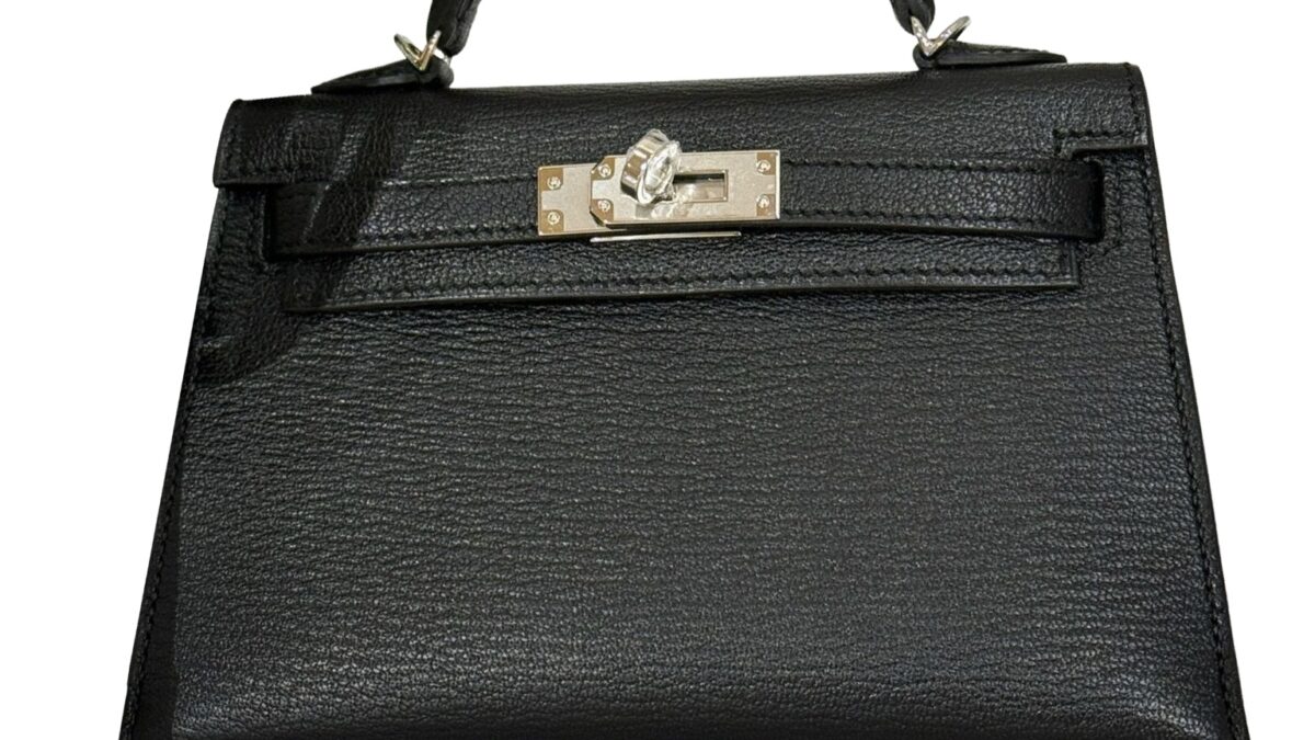 Hermes Mini Kelly 20 Black Chevre Leather Palladium Hardware