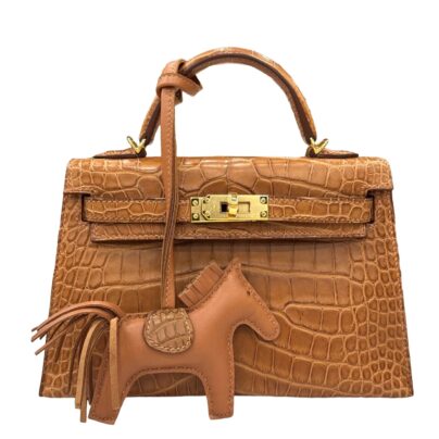 Hermes Mini Kelly 20 Gold Matte Alligator Leather Gold Hardware