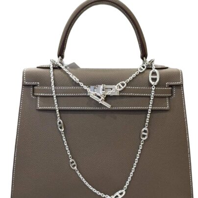 Hermes Kelly 25 Sellier Etoupe Epsom Palladium Hardware