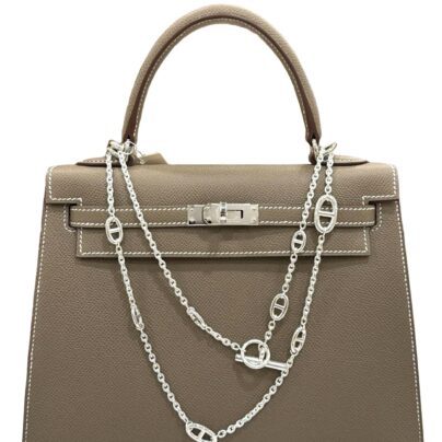 Hermes Kelly Sellier 25 Etoupe Epsom Palladium Hardware
