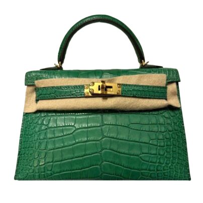 Hermes Mini Kelly Sellier 20 Vert Cactus Matte Alligator Leather Gold Hardware