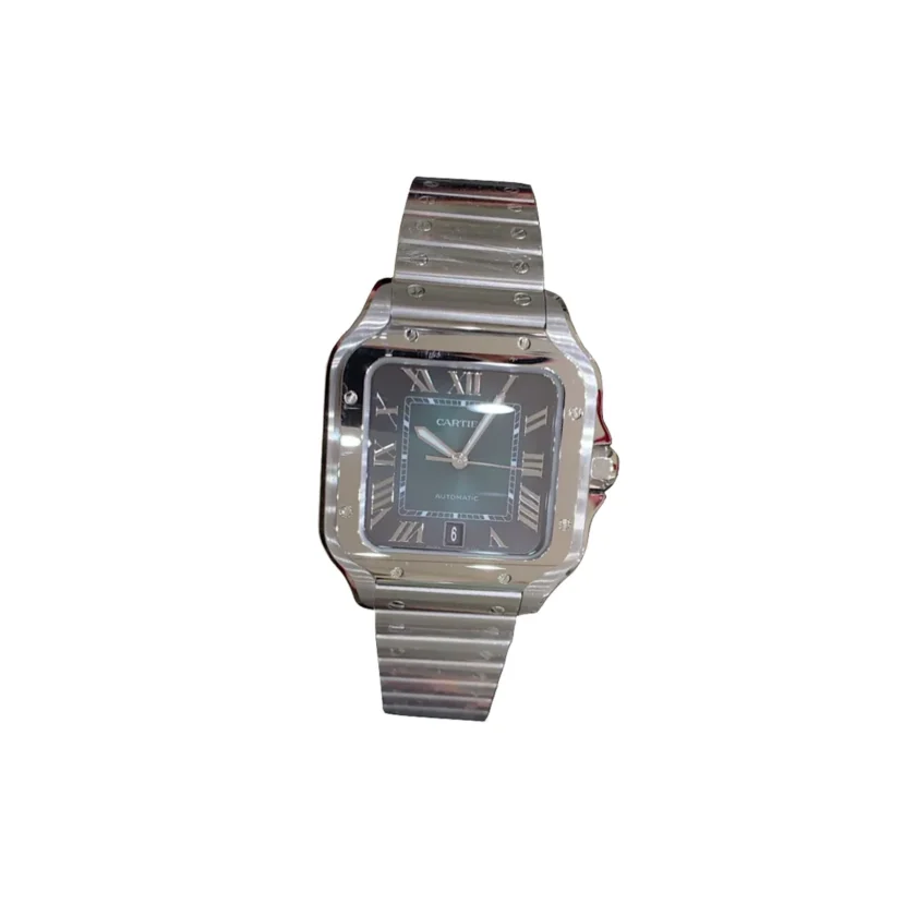 Cartier Santos de Cartier Large Green Dial Steel Watch WSSA0061