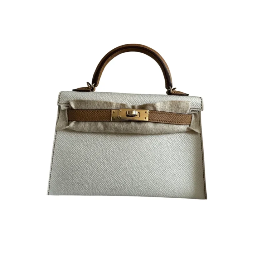 Hermes Mini Kelly 20 HSS Craie:Biscuit Epsom Leather GHW