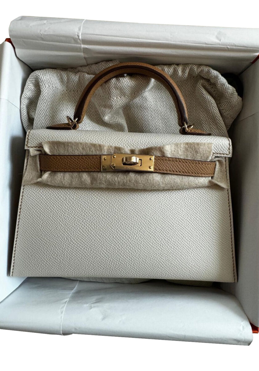 Hermes Mini Kelly 20 HSS Craie Biscuit Epsom Leather Gold hardware