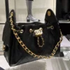 Chanel 25 Mini Quilted Black Calfskin Handbag Gold Hardware