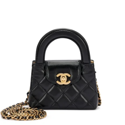 Chanel Kelly Nano Top Handle Black Quilted Calfskin Bag