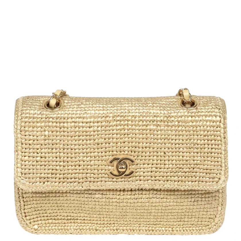 Chanel Small Coco Beach Beige Raffia Braided Single Flap Bag