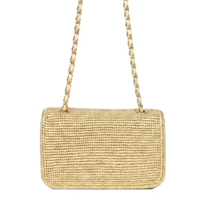 Chanel Small Coco Beach Beige Raffia Braided Single Flap Bag back