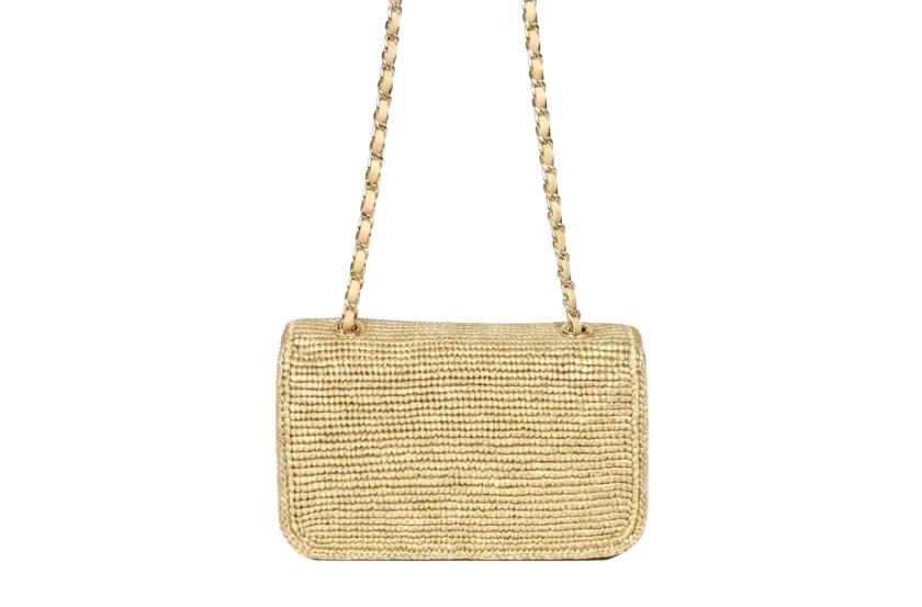 Chanel Small Coco Beach Beige Raffia Braided Single Flap Bag back