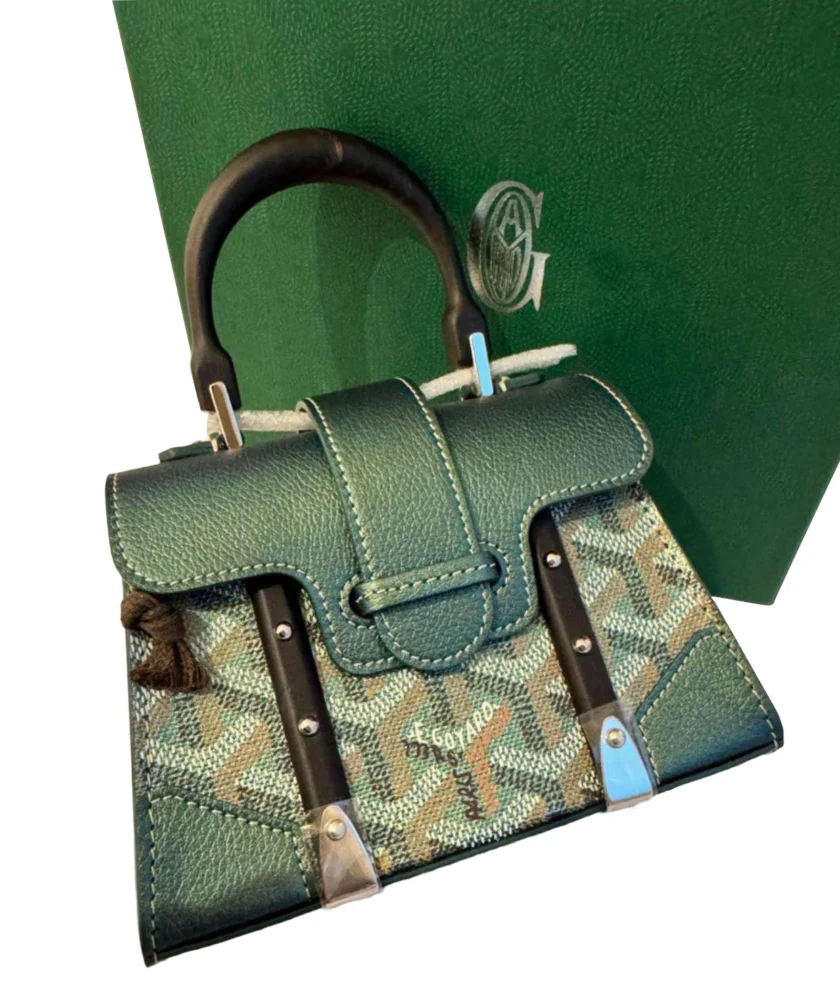 Goyard Saigon Structure Nano Bag Pearly Green Goyardine Canvas PHW