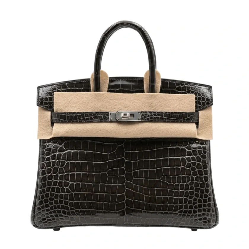 Hermes Birkin 25 Graphite Shiny Porosus Palladium Hardware
