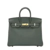 Hermes Birkin 25 Vert Mangrove Togo Gold Hardware Handbag